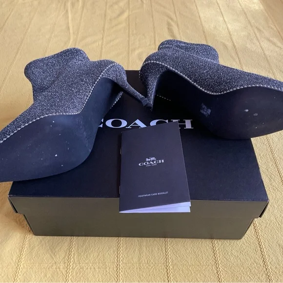 BARLEY WORN ….COACH WHITNEY LUREX BOOTIE Ankle Boots - Picture 5 of 11